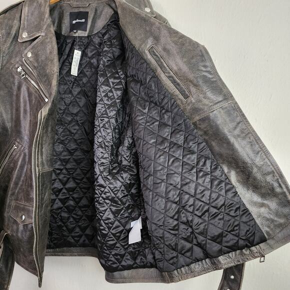 NEW Madewell Distressed Leather Oversized Motorcycle Jacket - Picture 14 of 15